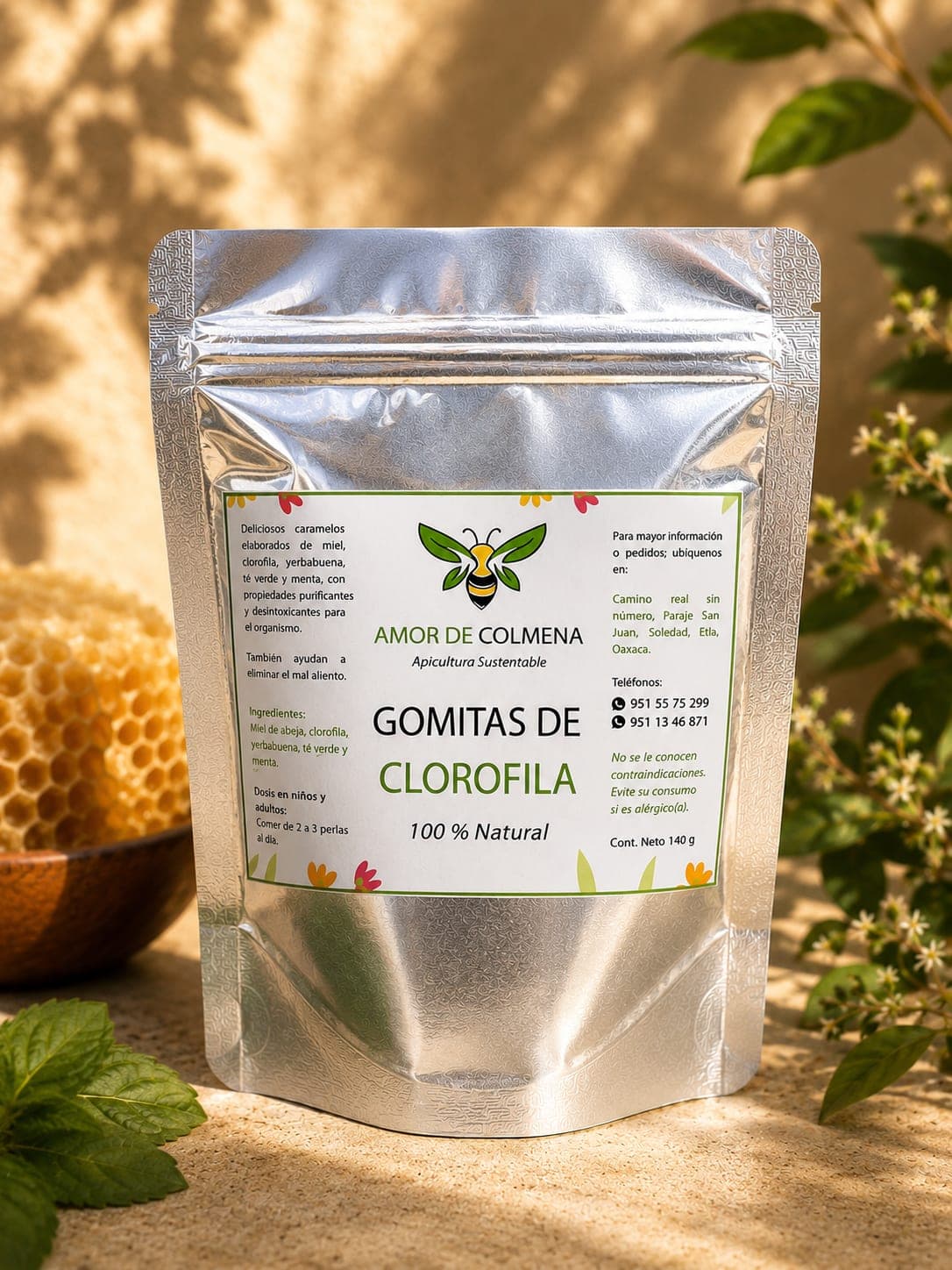 Gomitas de Clorofila con Miel y Yerbabuena